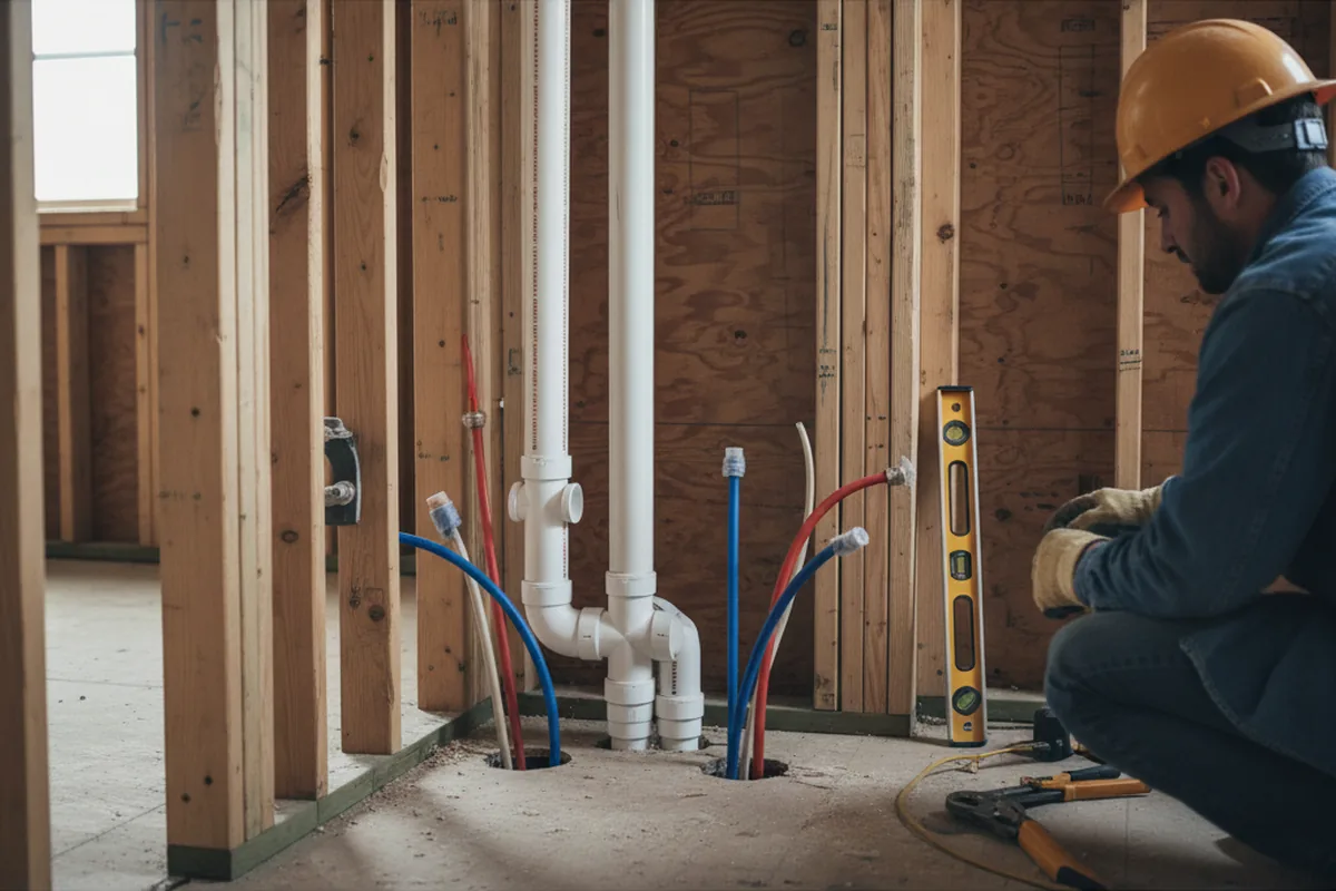 Drain and supply rough-in during Drain Cleaning in Millbrook
