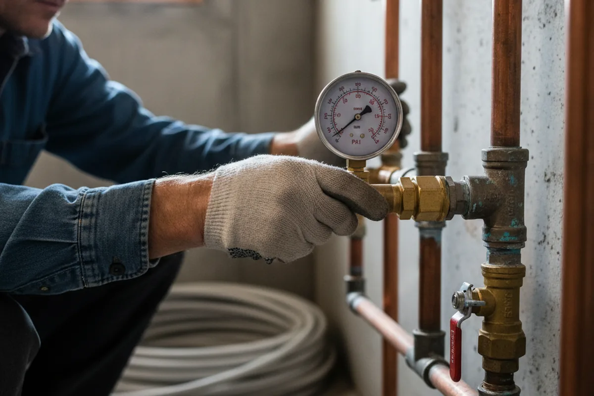 Pressure testing a repaired line during Water Line Repair in Millbrook
